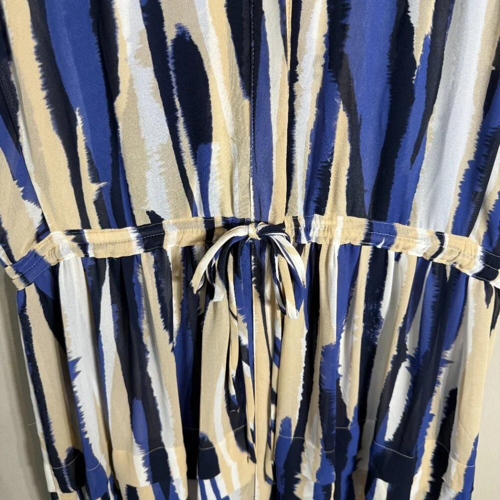 Misa Los Angeles Ulricha Striped Button Up Tiered Maxi Dress Women's Medium Blue - Picture 10 of 16